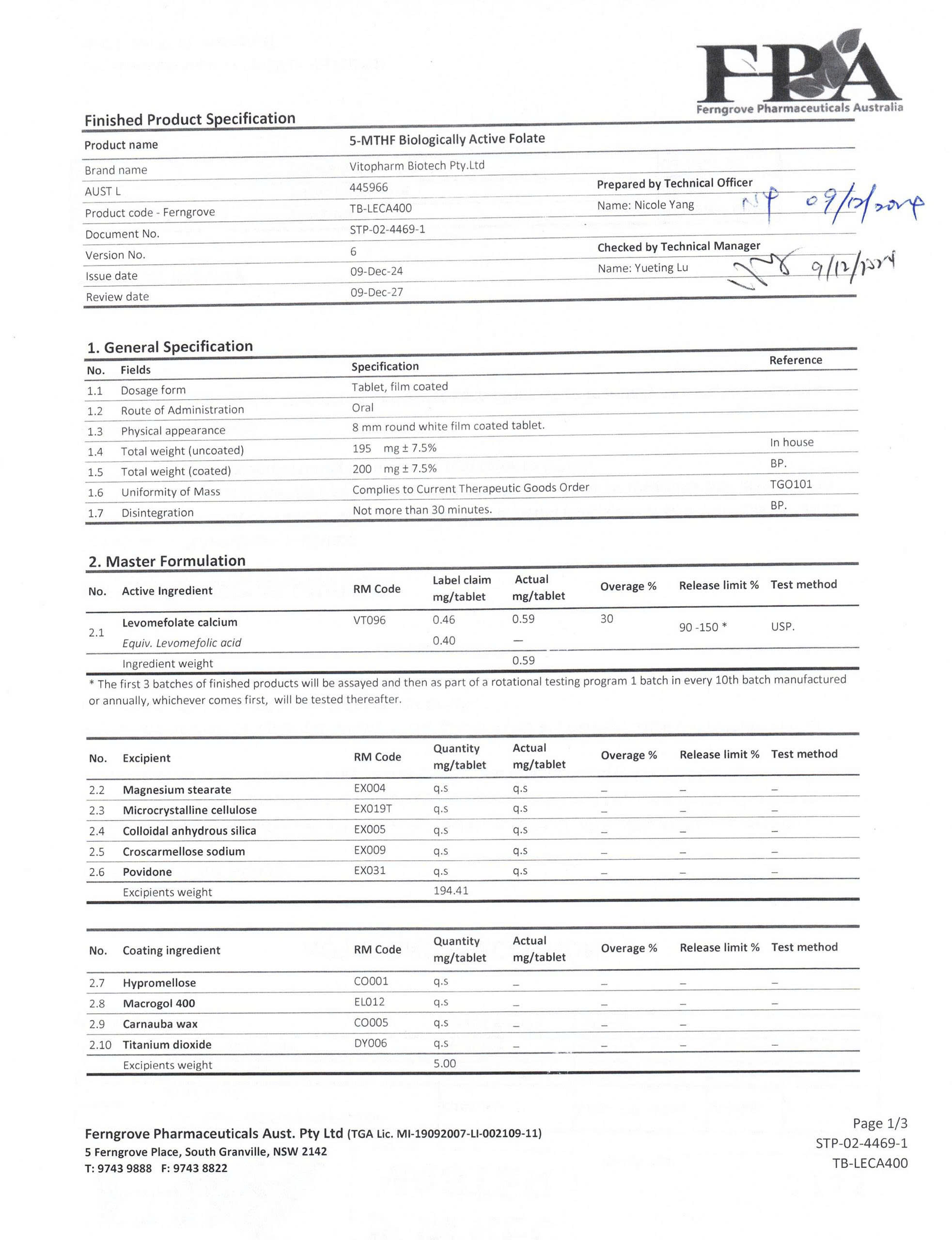 5-MTHF Biologically Active Folate, TB-LECA400
