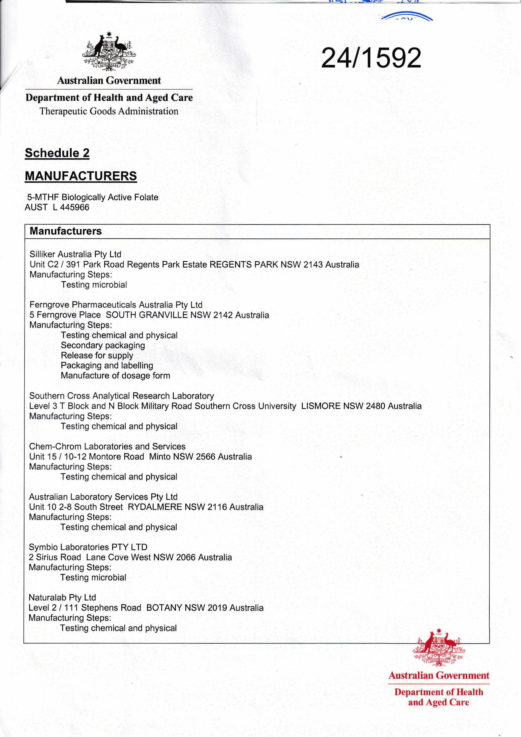 TGA listed product - CLP